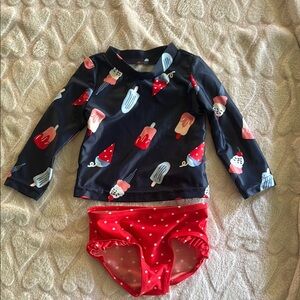 Carter's Blue and Red Rashguard Swim Set with Popsicle Print